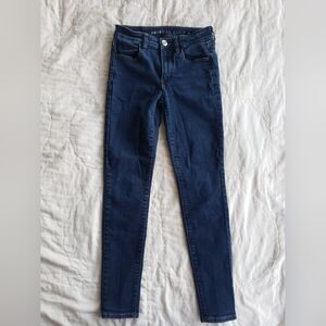 Petite American Eagle Dark Wash Jeans Mid Rise Short Skinny Ankle Length